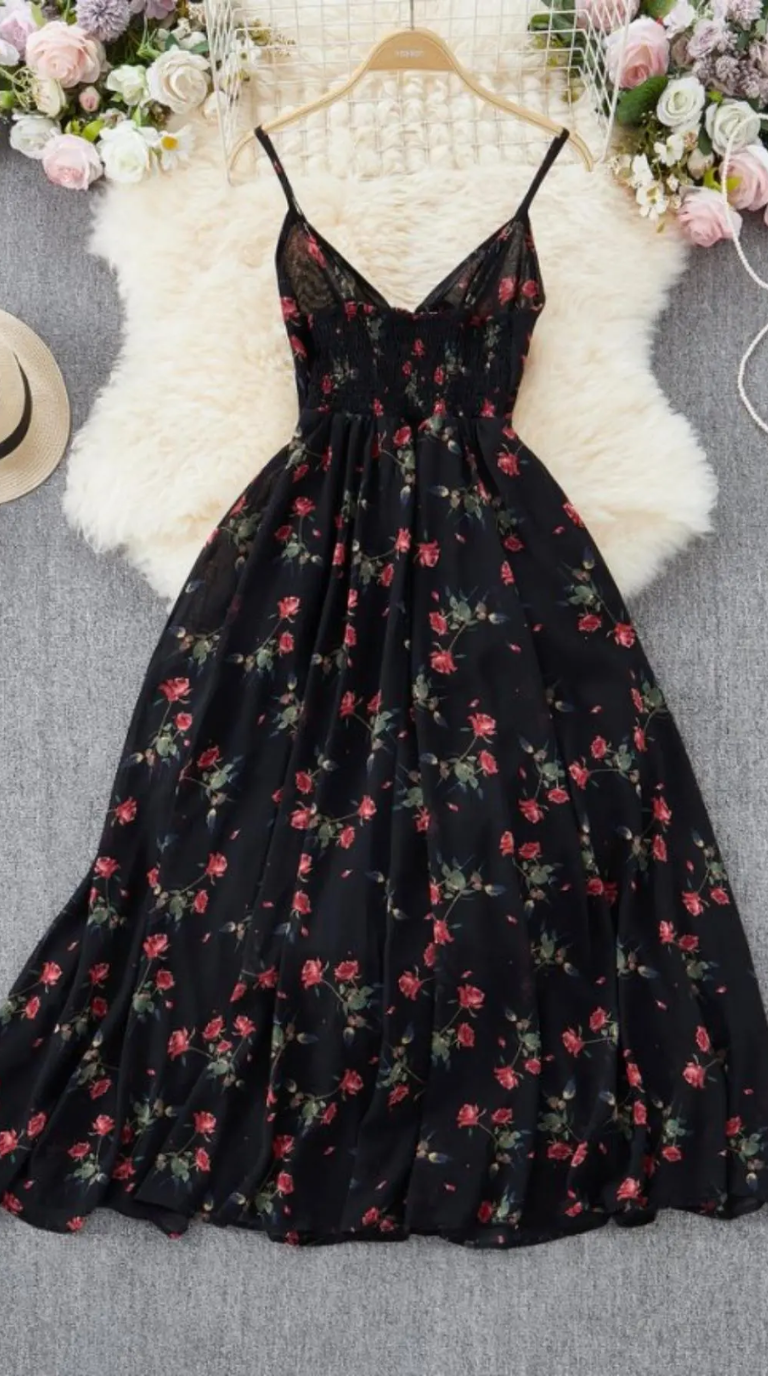 Botanical Maxi Dress – Tie-Front Floral & Print Chiffon Dress