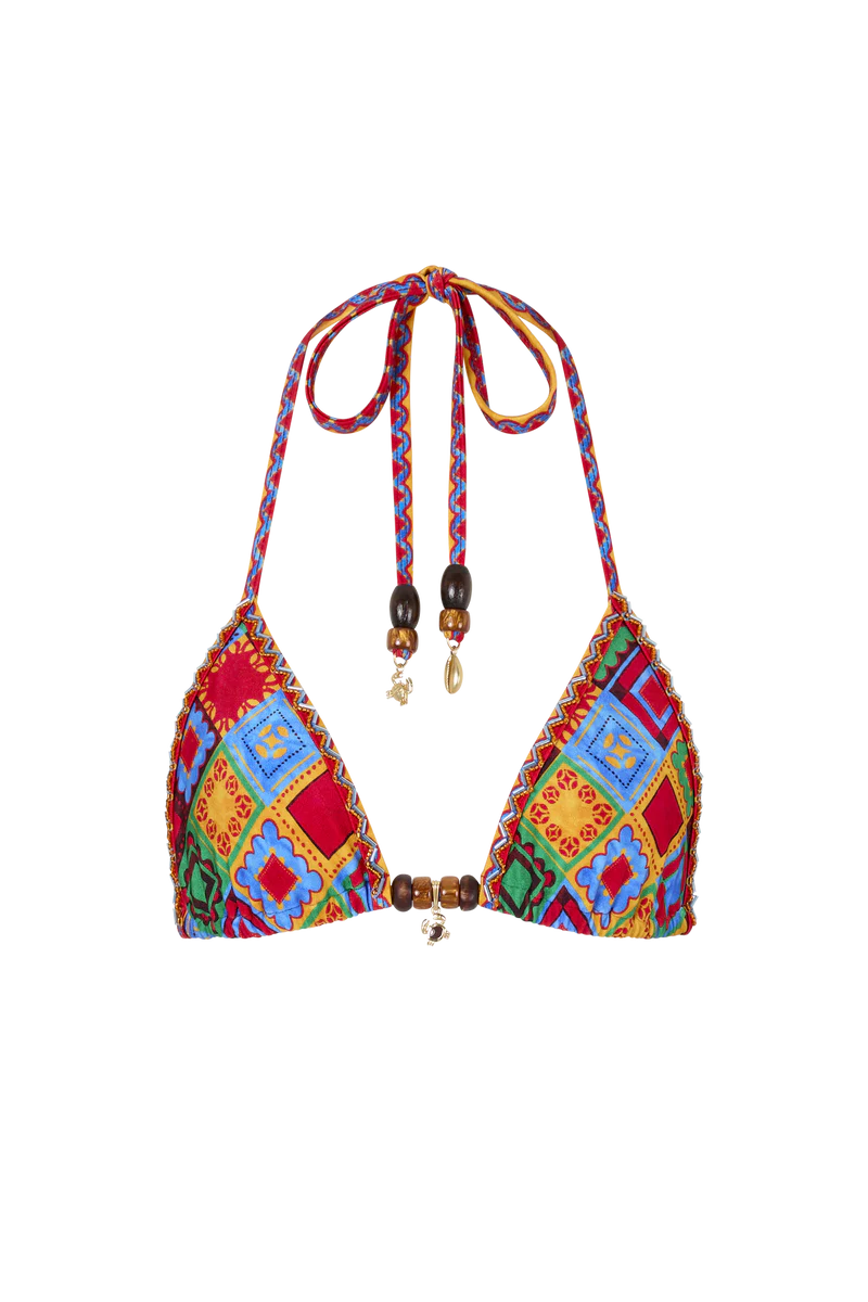 Cartagena Beaded Triangle Bikini Top