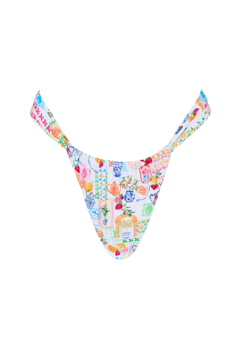 Sorrento Ruched Thong Bikini Bottom