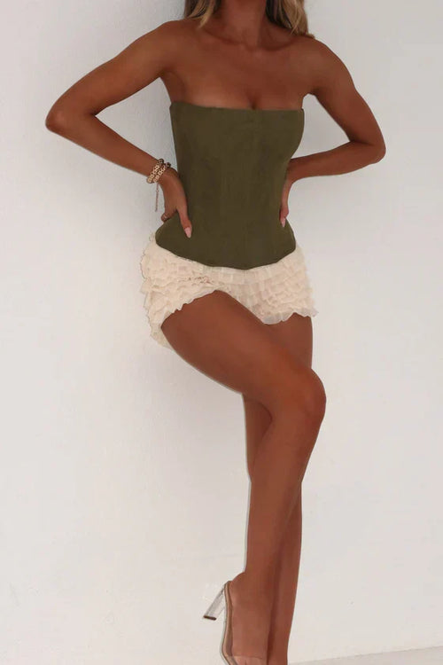 ARIA MESH CORSET TOP KHAKI
