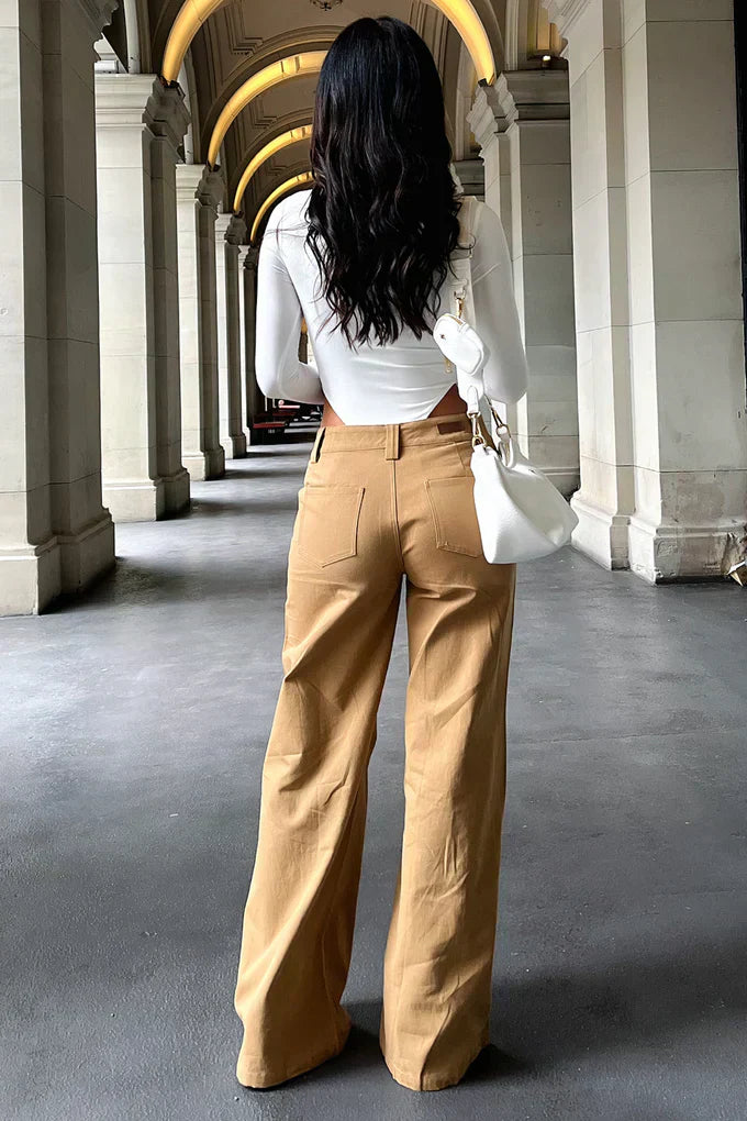 Wide Leg Jean - Tan