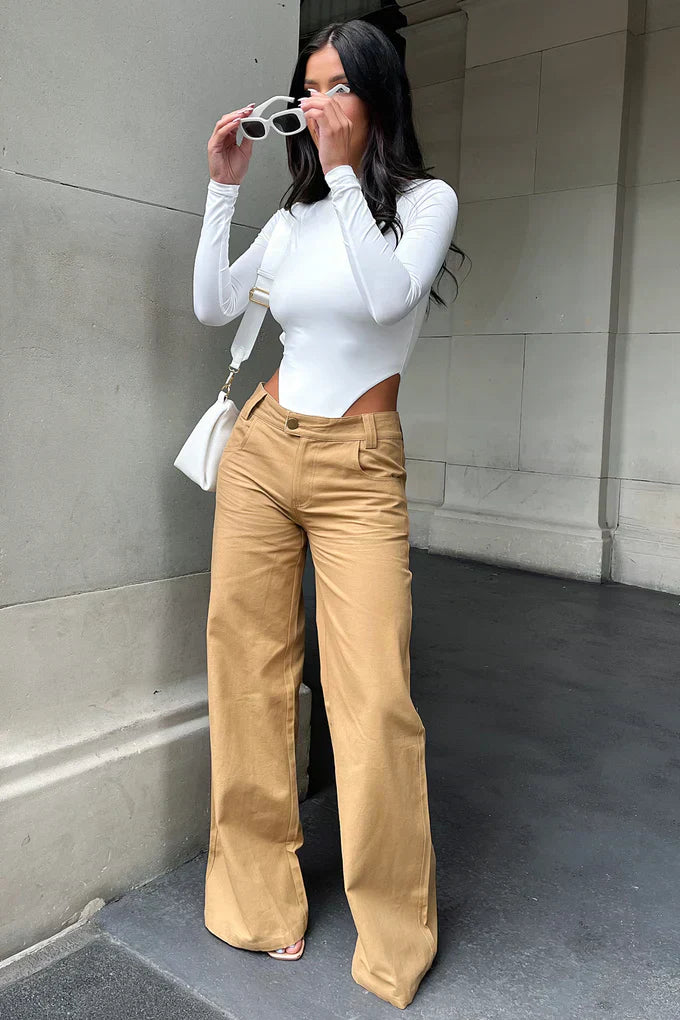 Wide Leg Jean - Tan